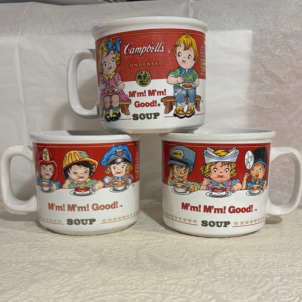 Vintage signed 1993 Campbell’s Soup Co. Mugs - Red and White